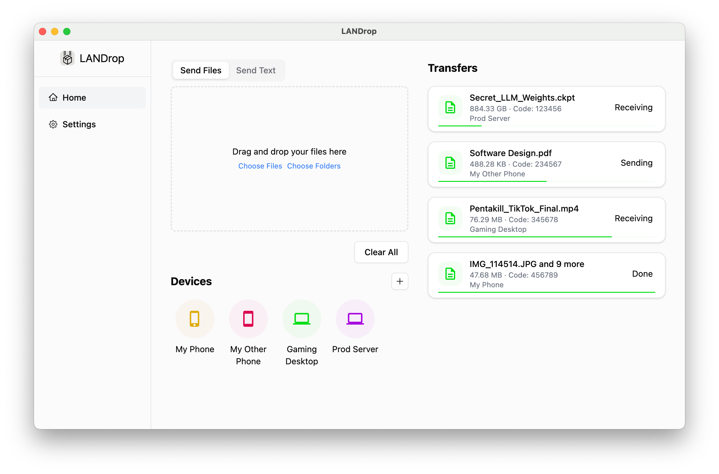 LANDrop - Drop any files to any devices on your LAN